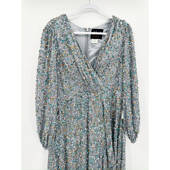 Mac Duggal 5213 Rainbow Multi Color Sequin V Neck Gown 12 NEW - Picture 4 of 7